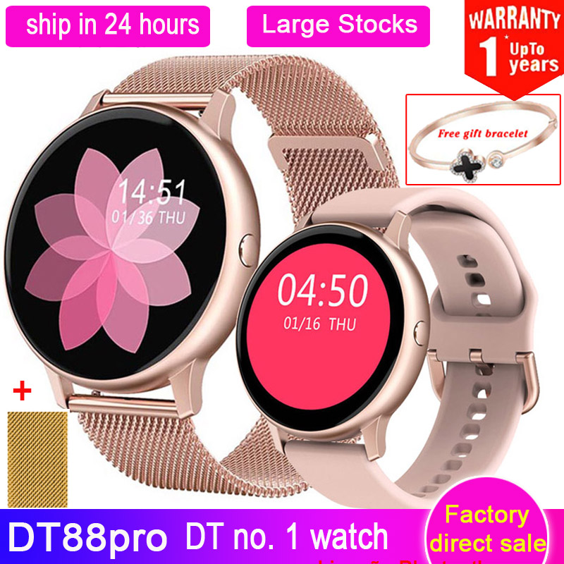 

DT NO.1 DT88 Pro Smart Watch Women ECG+PPG Heart Rate Tracker Blood Pressure IP67 Waterproof Multi-sports ModesSmartwatch Meng, Rose gold silicone