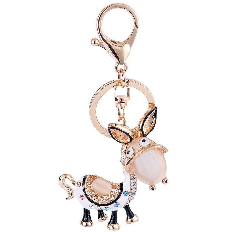 

Keychains Enamel Donkey HandBag Pendant Crystal Keyrings For Car Purse Bag Buckle Party Gift Key Chains Holder