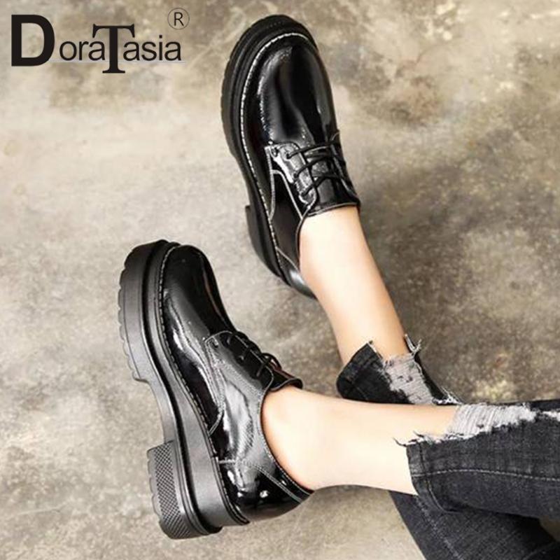 

Dress Shoes DORATASIA Ladies Chunky Heels Pumps 2021 Casual Office Women Fashion Shoelace Platform Spring Woman, Black