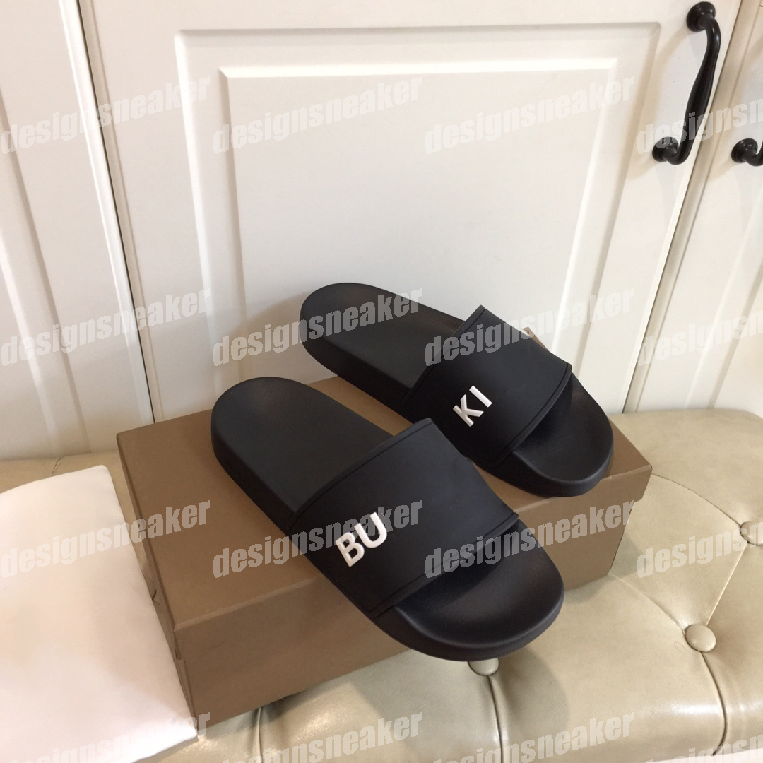 

Top Quality Mens Womens Summer Beach Sandals Slide Home Slippers Ladies Trendy Shoes Print Leather Rubber Flat Sliders Flip Flops, Black