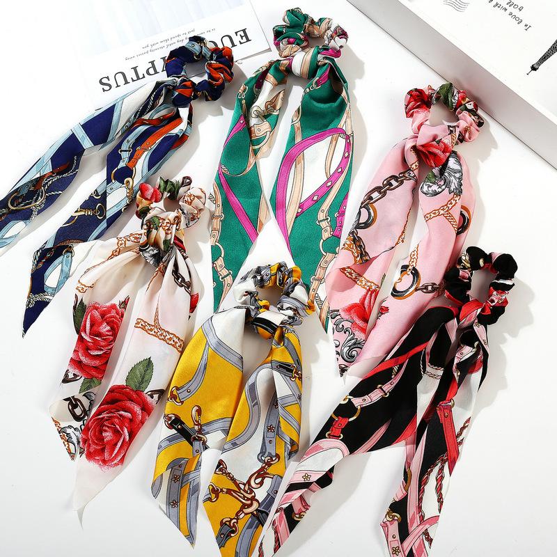 

Hair Clips & Barrettes Women Headband Streamers Retro Variety Printing Elastic Bow Rope Girls Ties Korean Sweet Accessories Headwear