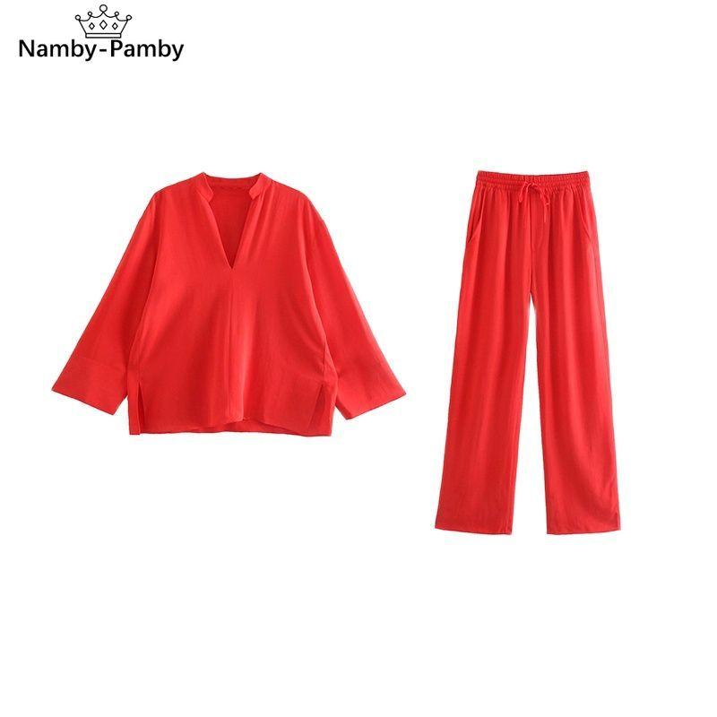 

Women's Pants & Capris Women Za Chic Fashion With Tied Drats Soft Black Wide Leg Vintage Draping Fabric High Elastic Waist Female Trousers M, As picture