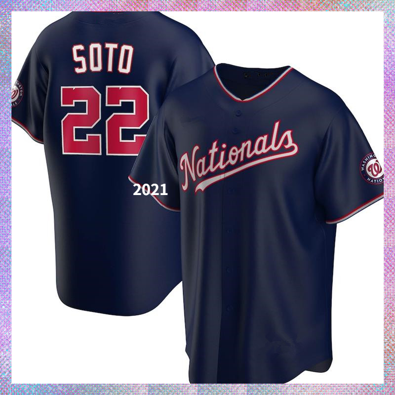 

Washington Nationals 22 Juan Soto Jersey Trea Turner 31 Max Scherzer Stephen Strasburg Anthony Rendon Adam Eaton, Blue;black
