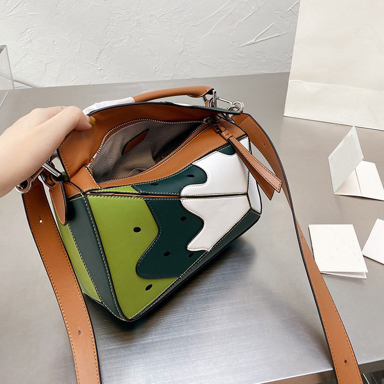 Luxury Handbags and Storage 21ss LOEW Fashion Brand Designer Stitching Color Shoulder Bag Woman High-quality Leather Mes-image-726534759
