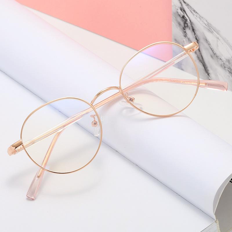

Link, Chain 5950 Metal Spectacle Frame Flat Lens Art RETRO Round Myopia Glasses
