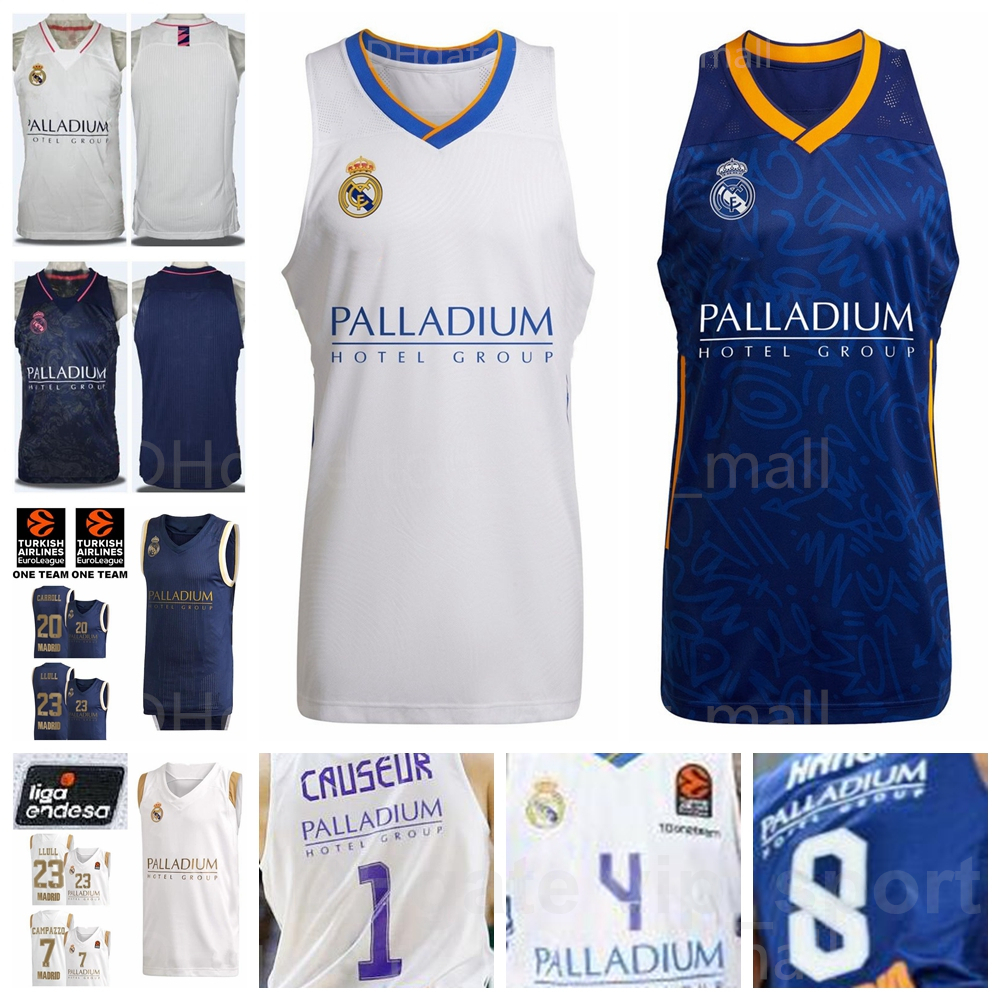 

Real Madrid Basketball 9 Felipe Reyes Jersey 7 Luka Doncic 44 Jeffery Taylor 14 Nando De Colo 13 Sergio Rodriguez 12 Carlos Alocen Baloncesto Shirt Liga Endesa Team, 2020 blue euroleague