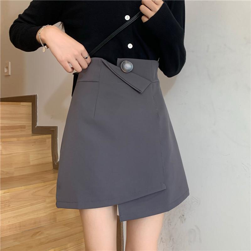

Irregular Chic Mini Skirt Women A-Line Short Skirts Korean Style Fashion Work Wear Solid Female Clothing Autumn 2021, Black