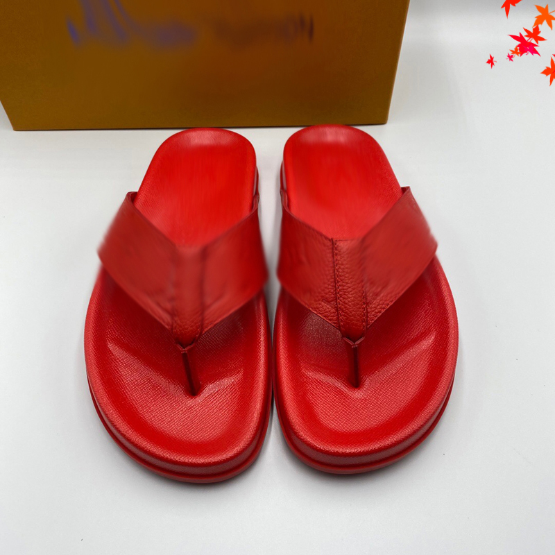 

2021 Designer luxurys slippers men sandals fashion beach shoes flip flops flat non-slip classical hole slipper with box size 39-45 -G90, Red
