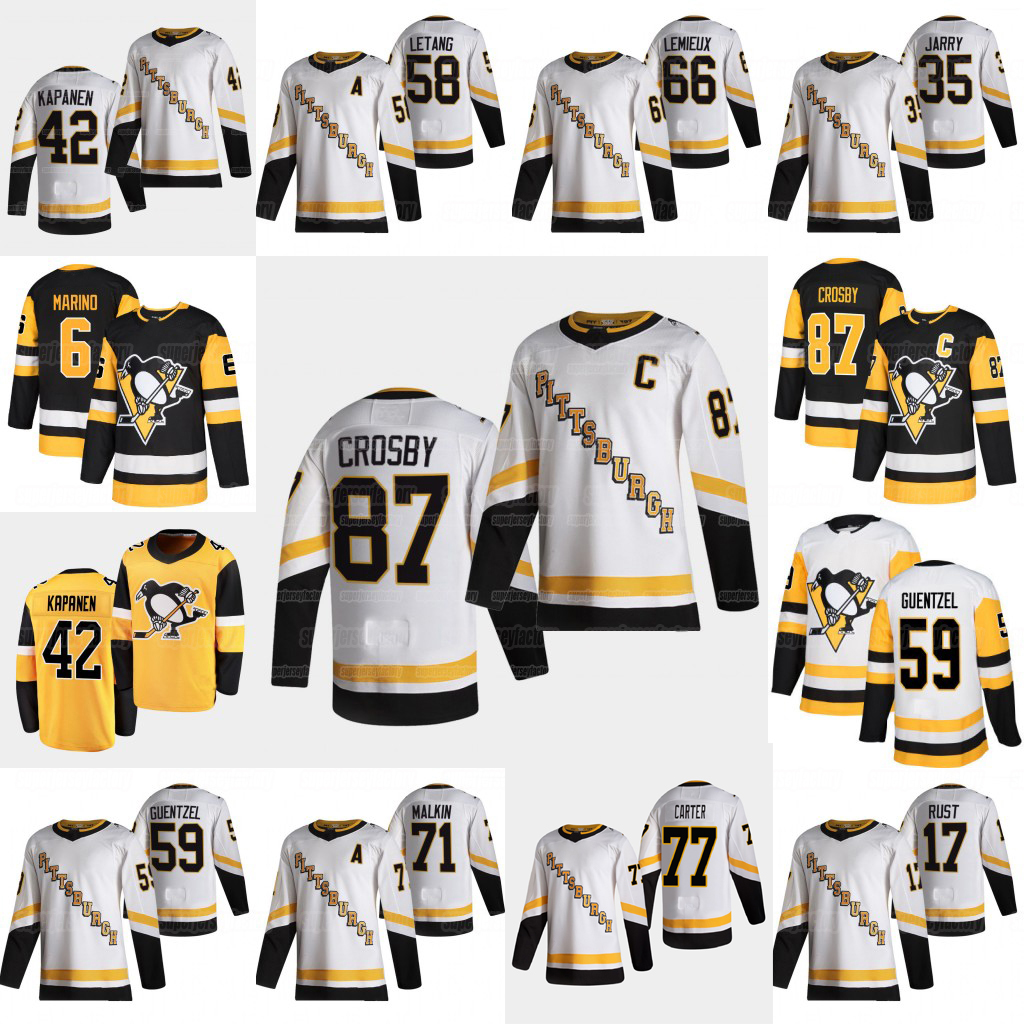 

87 Sidney Crosby Pittsburgh Penguins 2021 jersey Jeff Carter Tristan Jarry Kris Letang Jake Guentzel Kapanen Brock McGinn Mark Friedman Evgeni Malkin Gruden, Black men s-xxxl