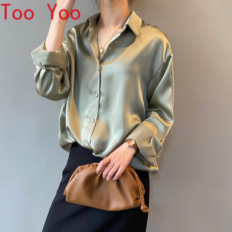 

Men's Casual Shirts Spring 2021 Korean Edition Of Pure Color Temperament Loose Slim Long Sleeves Lapel Blouse Woman For Men Clothing, Color 2
