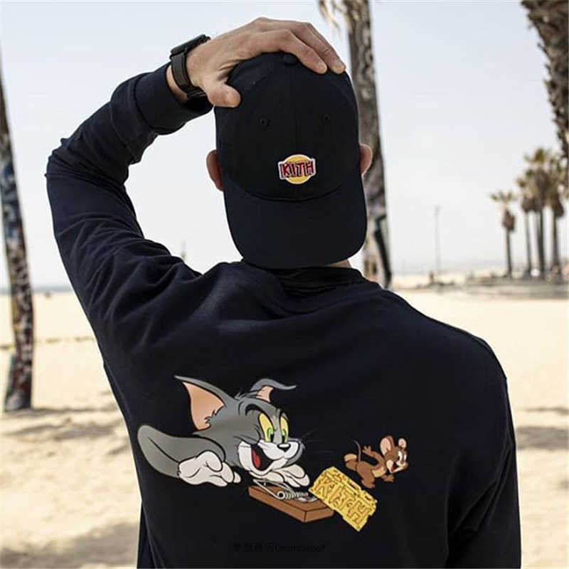 

KITT Tom and Jerry cat and mouse cheese mouse clip spring and autumn long sleeve round neck bottomed T-shirt, White