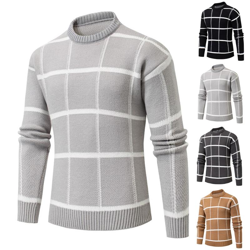 

Men's Sweaters Debracat Cotton Loose Sweater Baggy Plaid Casual Warm Soft Stripe Winter Autumn Long Sleeve Shirts Knit Mens Trip Top, White;black