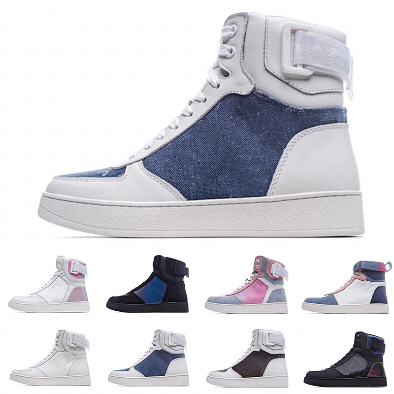 

[With box]Preferential 2021 Luxurys Designer Casual Shoes Rivoli High Top Sneaker Boots Mens Vintage Trainers Denim Calfskin Men Women Trainer, Customize