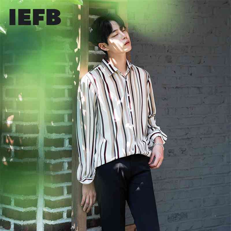 

IEFB Men's Long Sleeve Shirts Korean Style Single Breasted Causal Korean Trend Blouse For Male Spring Tops 9Y6004 210524, White