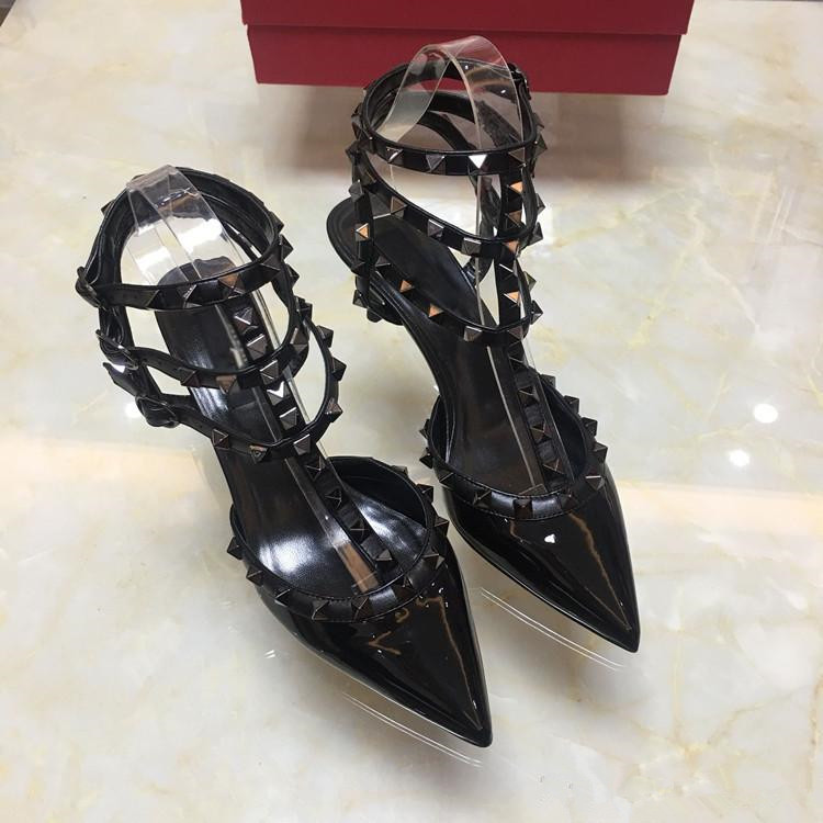 

women studs dress sandals party shoes fashion rivets girls sexy rock pointed toe high heels buckle platform pumps wedding shoess straps cool summer slides