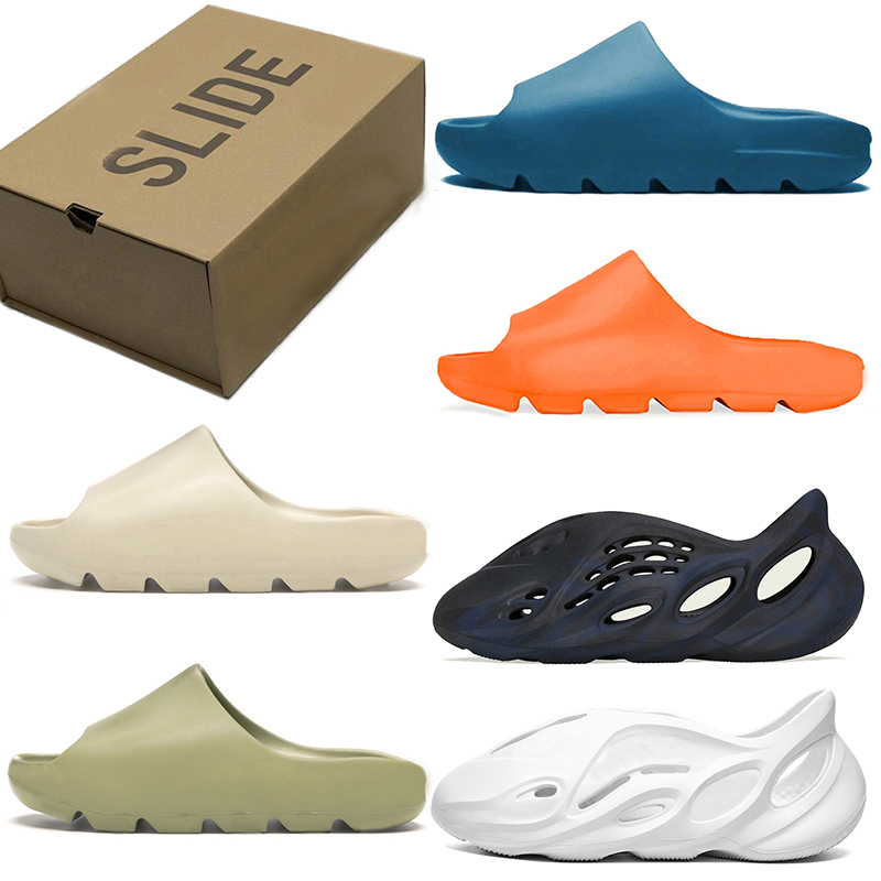 

2021 Top Fashion Slides Slippers Men Women Desert Sand Black Bone White Core Brown Enfora Off Blue Orange Resin Slide Moon Gray Sandals Pure Soot Shoes, No#14 cream clay 36-47