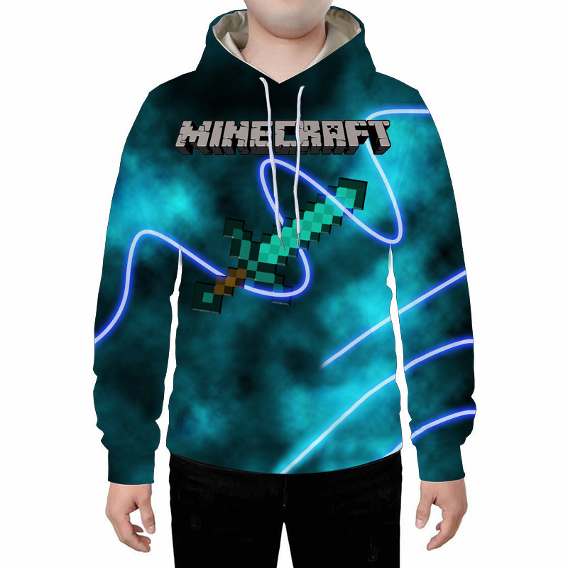 

New personality loose trend Chinese style men's hooded sweater long-sleeved sweater loose, comfortable and soft Minecraft, Picture1