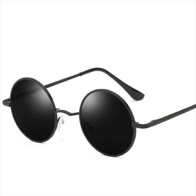 

Retro Punk Style Round Polarized Sunglasses Men Women Brand Designer Round Metal Frame High Quality Sun Glasses Uv400, White;black