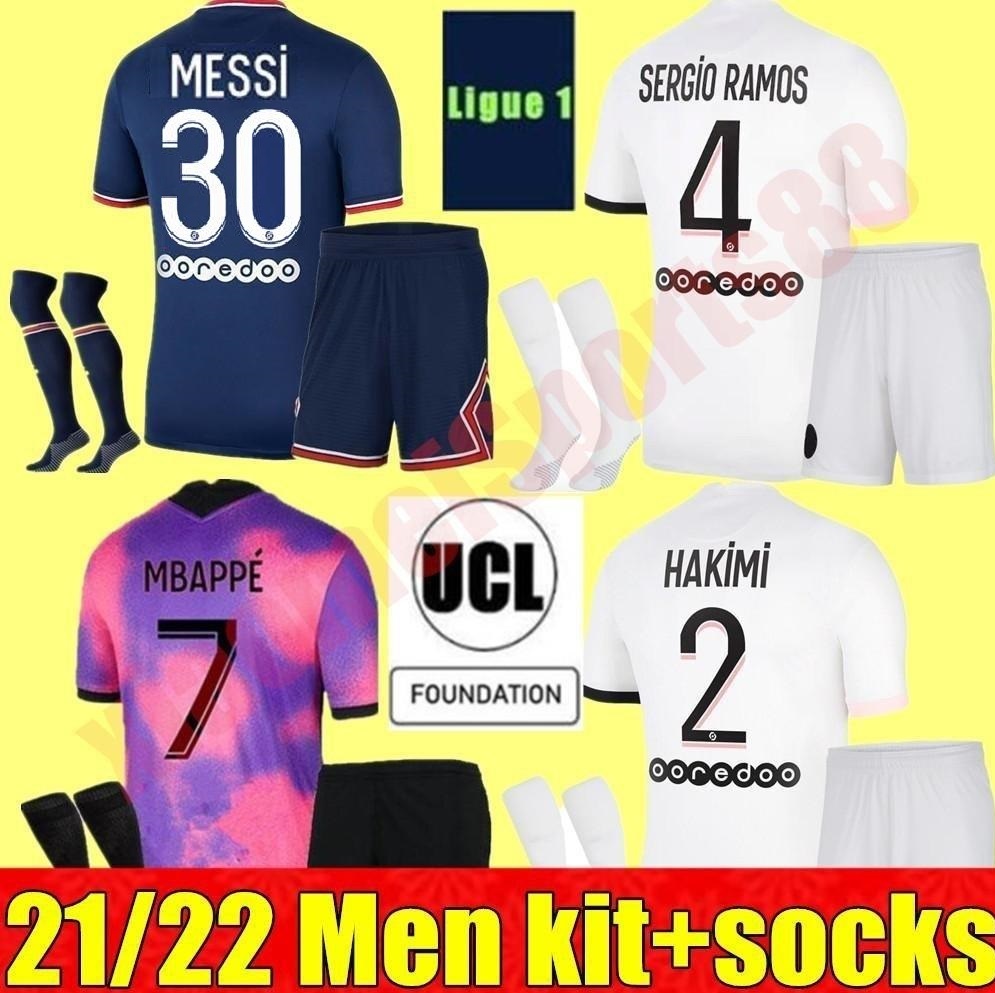 

Maillots football 2021 2022 Paris soccer Jerseys 21 22 PSg MESSI SERGIO RAMOS MBAPPE ICARDI NEYMAR shirt JR VERRATTI MARQUINHOS adult Men kit sets maillot de foot, Home+champion patch