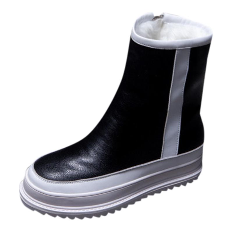 

Boots Winter Outdoor Snow Ladies Retro Zipper Thick Bottom Plush Warm Student Cotton Women's, Black