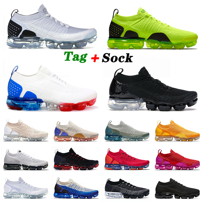 

2021 Arrival Running Shoes FLY KNIT 2.0 Men Women Navy Blue Burst Triple White Orca Air Vopars Vapourmax Plus Tn Trainers Sneakers