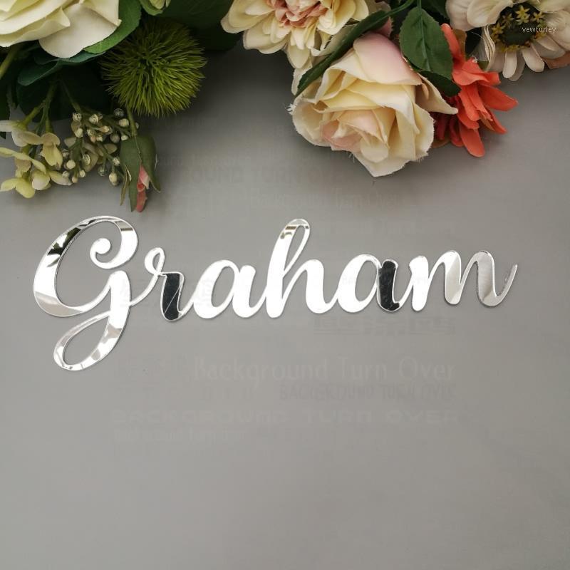 

Party Decoration Custom Wedding Name Decor Background Guests Word Personalized Frame Gift Mirror Sign Shape Gold For Baby Favor T108