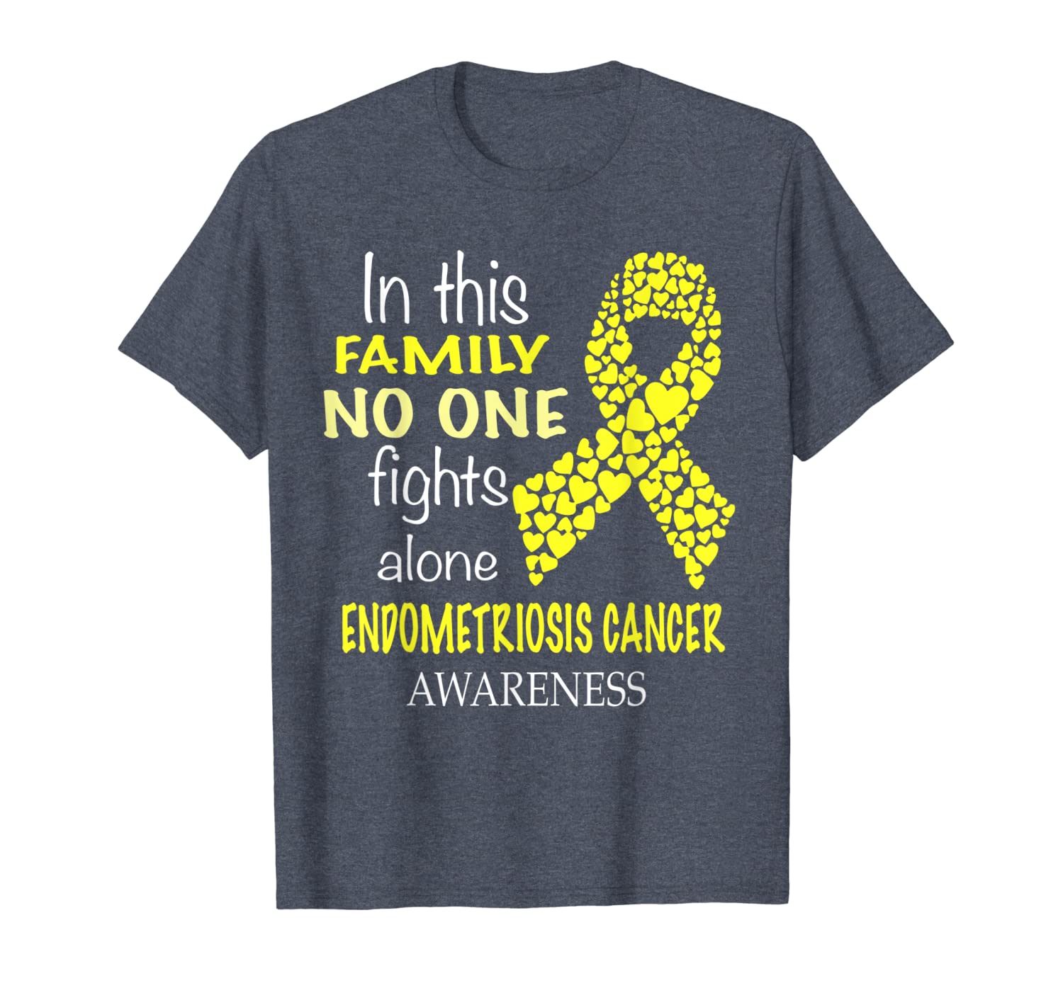 

in this family no one fights endometriosis cancer alone tee, White;black