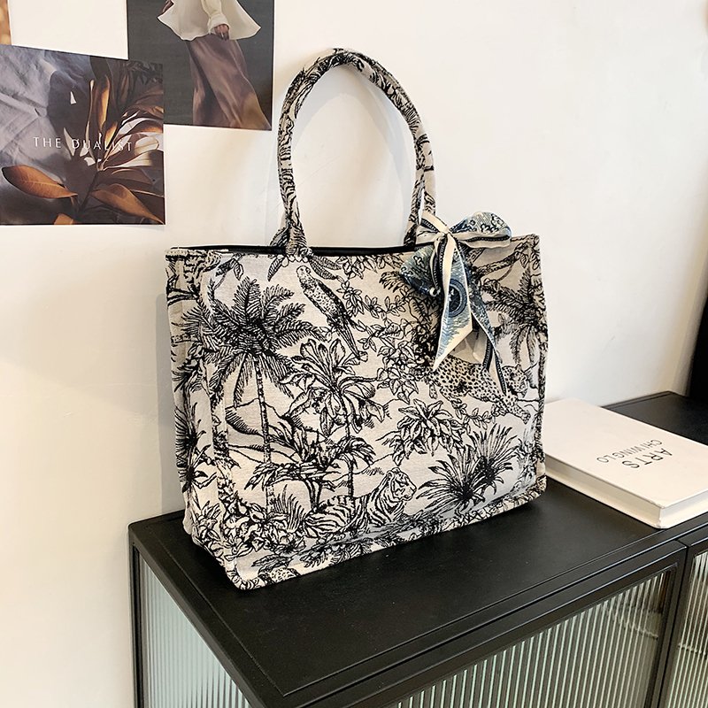 

Crossbody Handbags Pearl Design Large Capacity Canvas 2021 Shoulder Tote Bags Fashion Crossbody Printed Shopping Purses, White