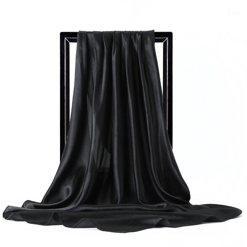 

Scarves 90*90cm Fashion Hijab For Women Solid Color Bandana Head Scarf Female Square Shawls Wraps Neck Scarfs Ladies Black, Blue;gray