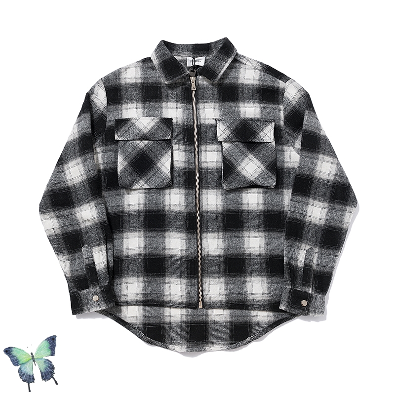 

Men Women Autumn Winter High Quality Zipper Coat Fashion Lattice Shirt High-end Flannel Fabric, 1808