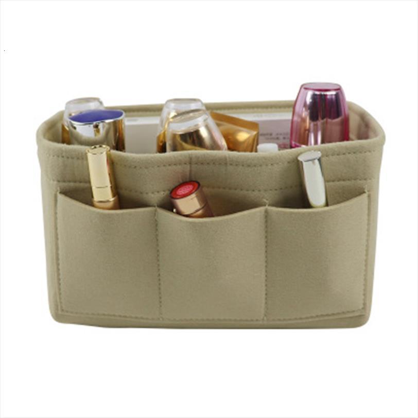 

ladies fashion storage purse organizer cosmetic bag felt insert multi pockets detachable women