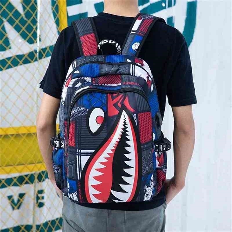 

2PCS/DHL 20-35L 19 inches Big Size Backpacks Unisex Cartoon Shark Mouth Shoulder Bag Students Schoolbag Book Packs Junior High School Bags Sports Travel Tote G81HNOX, Blue leaf upgrade