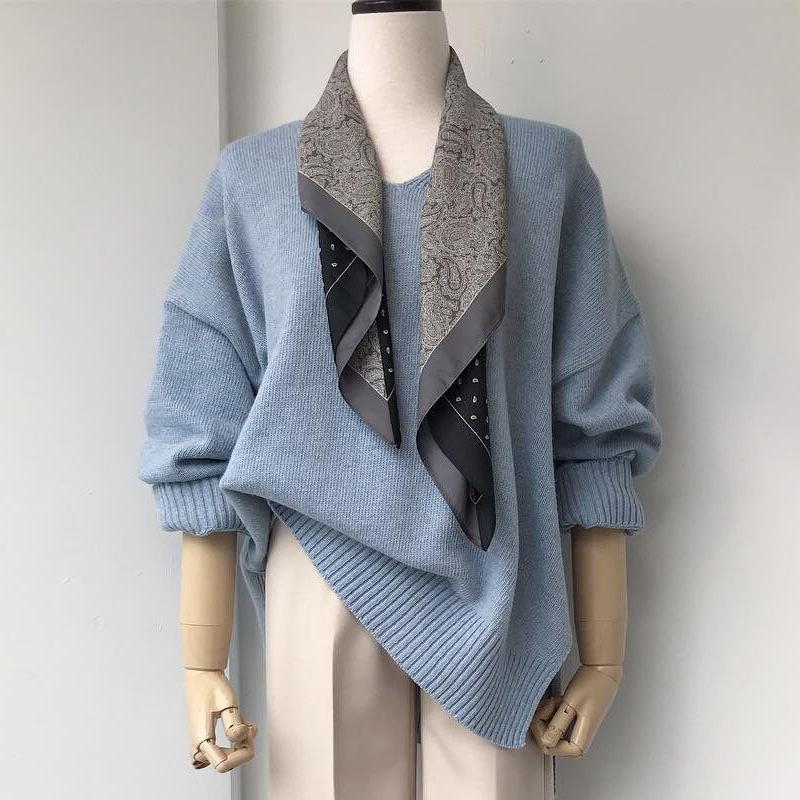 

Scarves Two Color Cashew Print Small Square Scarf Dot Ins Autumn And Winter Retro Silk