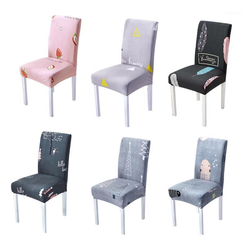 

Chair Covers Spandex Elastic Printing Cover Stretch Dining Slipcover Universal For Banquet Wedding Office