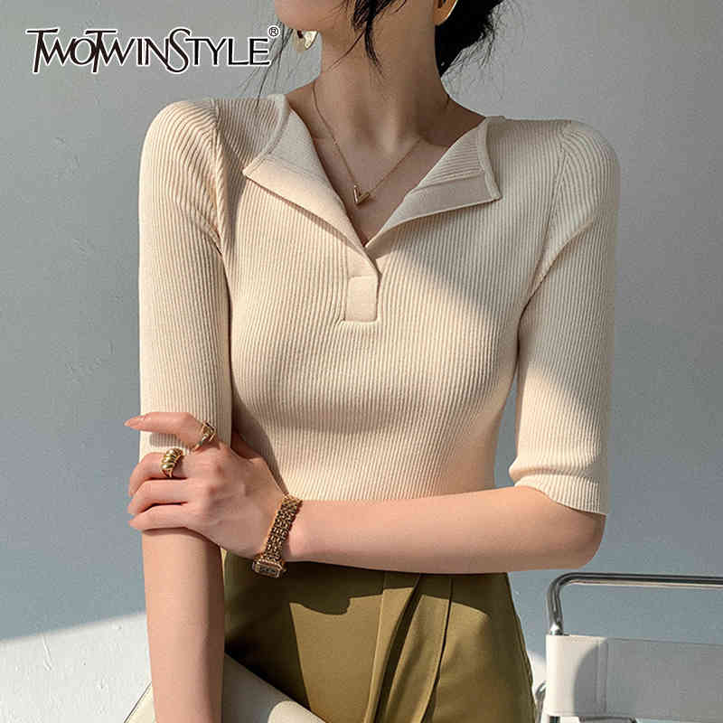 

TWOWINSYLE Casual Solid Shirt For Women V Neck Short Sleeve Minimalist Slim Shirts Females Summer Fashion Clothing Stylish 210524, Gray