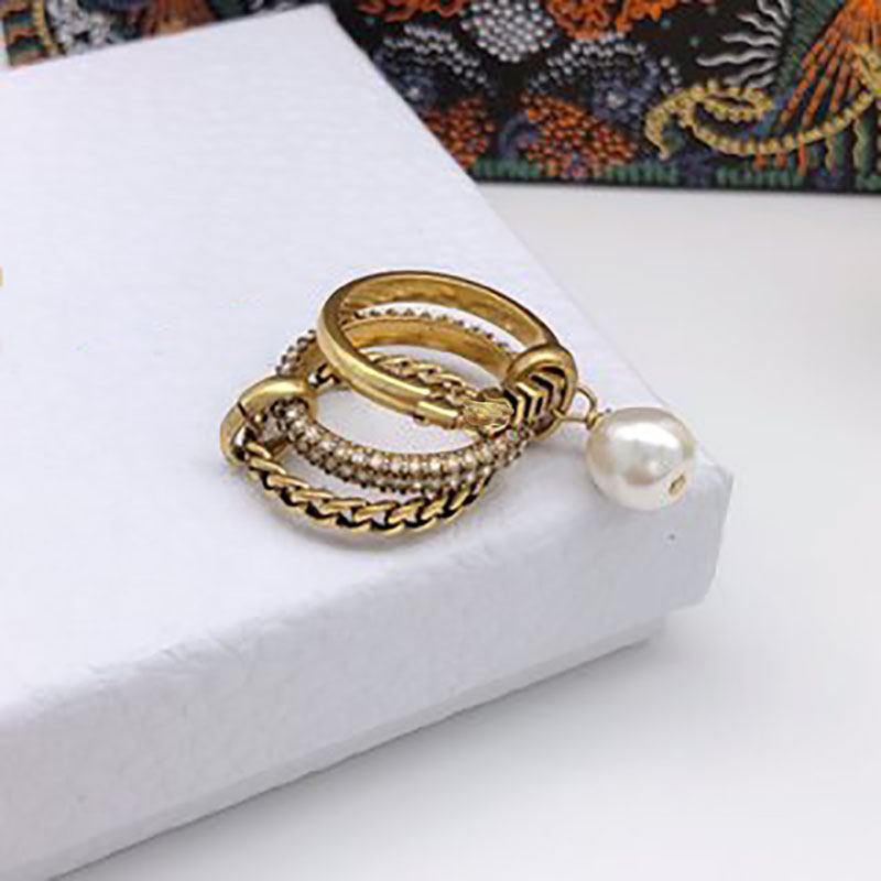 

Three Sizes Ring Classic Pearl Designer Fashion Ring Couples Design Love 18 K Gold Jewellery Engagement Rings For Women Ladies