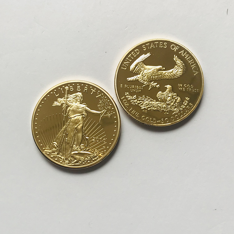 

10 Pcs Non Magneitc In God Trust Freedom 2016 Brass Core Real Gold Plated Liberty Eagle Statue Souvenir 32.6 Mm Commemorative Collectible Decoration Coin