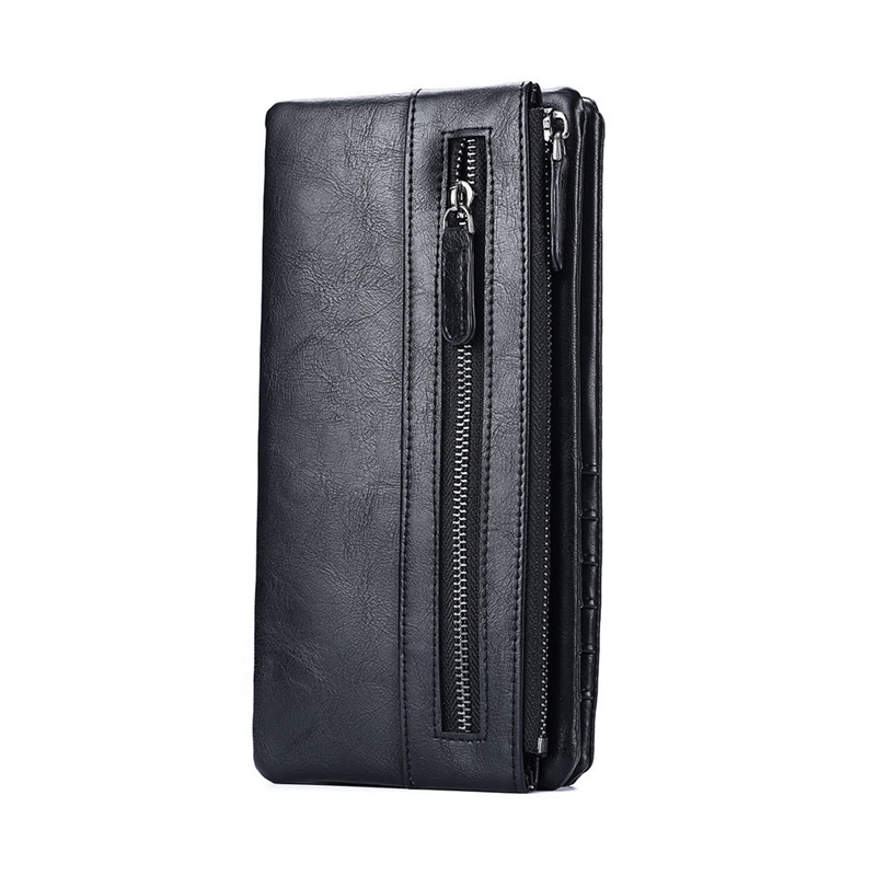 

Debolar long men's Wallet Zipper fashion youth wallet straight, Black