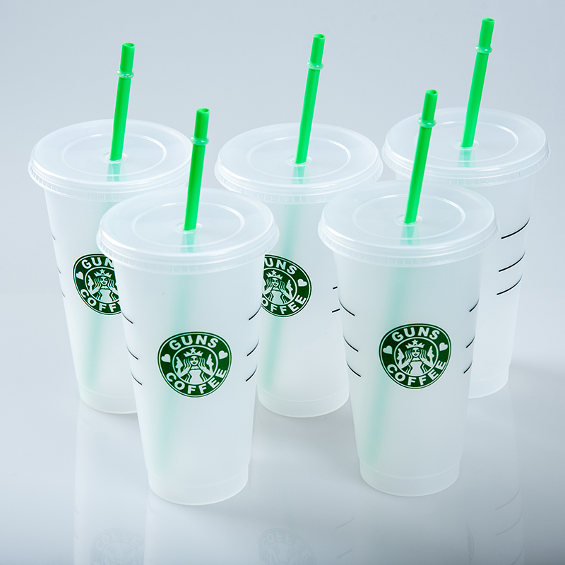 

Real Photo 24OZ/710ml Transparent plastic cups Juice cups that do not change color Reusable beverage cup Starbucks cups with lids and straws