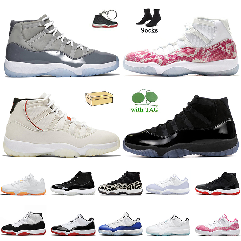 

11s Basketball Shoes Women Mens Jumpman 11 Cool Grey High Pink Snakeskin Platinum Tint Cap and Gown Pure Violet Legend Blue Georgetown With Box Trainers Sneakers, C45 high olive lux 36-47