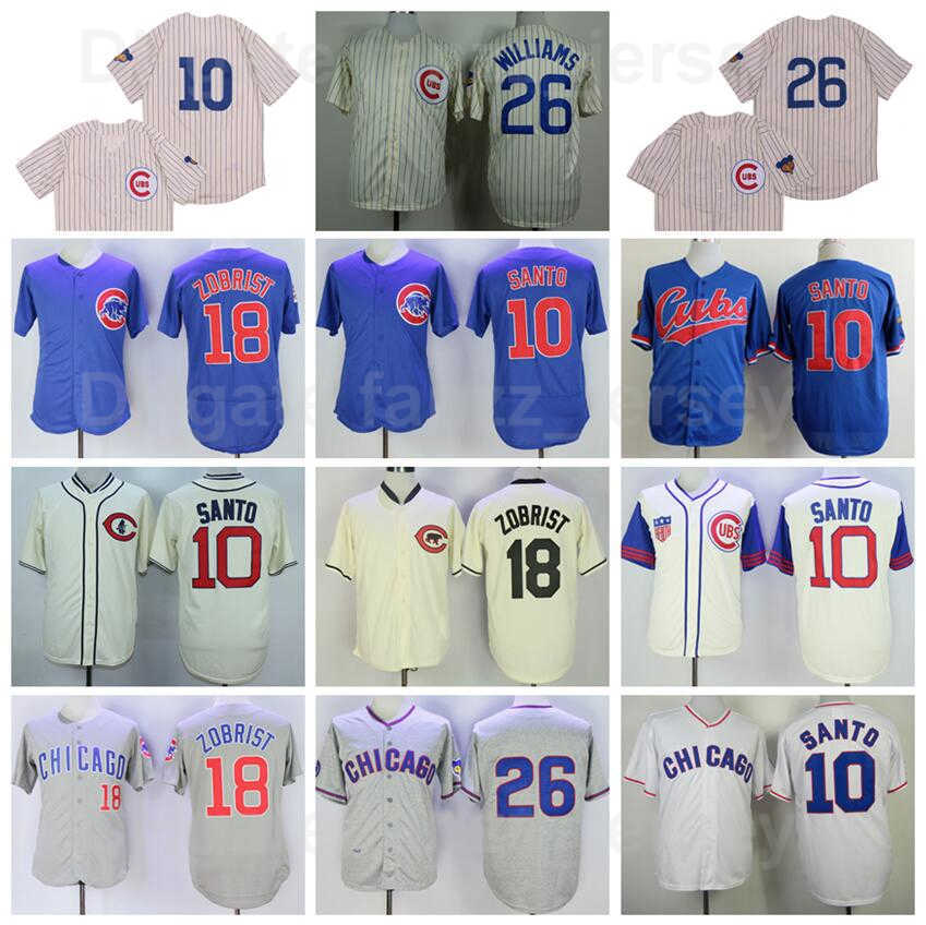 

Retro 1929 1942 1968 Baseball 18 Ben Zobrist Jersey 10 Ron Santo 26 Billy Williams Cooperstown Pinstripe Cool Base Retire Flexbase 1969 1988 1994 Vintage, 10 beige
