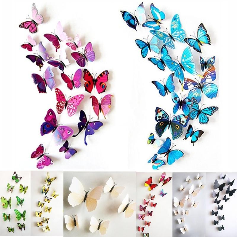 

Wall Stickers Style 12Pcs Double Layer 3D Butterfly Sticker On The Home Decor Butterflies For Decoration Magnet Fridge