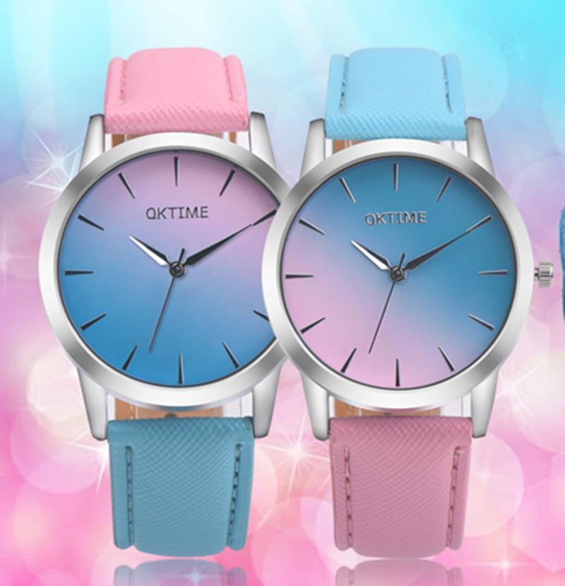 

Wristwatches UTHAI BK25 Fashion Small Fresh Belt Girl Watch Candy Gradient Color Student Life Waterproof, White-red