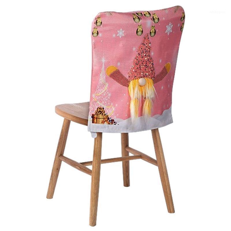 

Chair Covers Christmas Cover With LED Light Luminous Faceless Doll Back Reusable Dining Slipcover