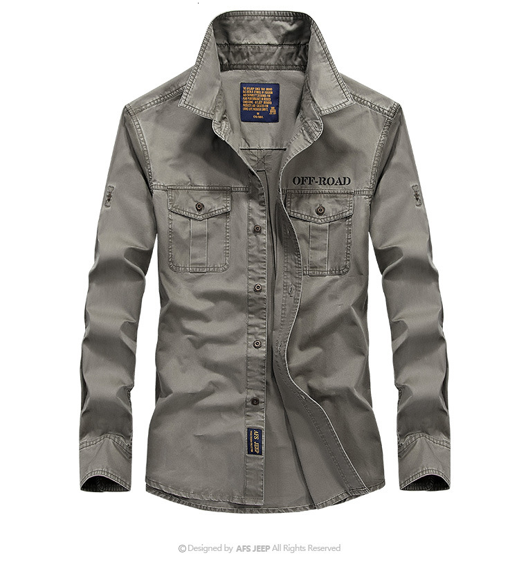 

Men' Casual Shirts Cotton Long Sleeve Camiseta Masculina Denim Shirt Army Military Clothing Plus Size -4XL Breasted Stand Collar