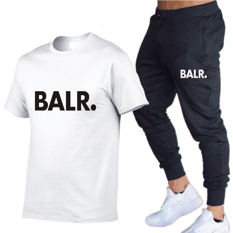 

Brand Tracksuits Balr. Trendy street English short sleeve thin pants, Pink + black pants