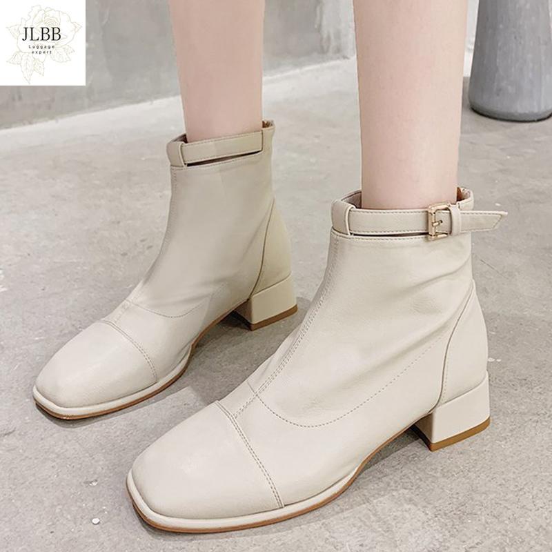 

Elegant Women Boots 2021 Winter Sell Well Zipper White Comfortable Soft Wild Ladies Solid Color Designer Ankle, Black