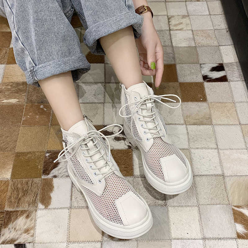 Rimocy hueco de malla de verano botines de mujer transpirable cremal Rimocy hueco de malla de verano botines de mujer transpirable cremal