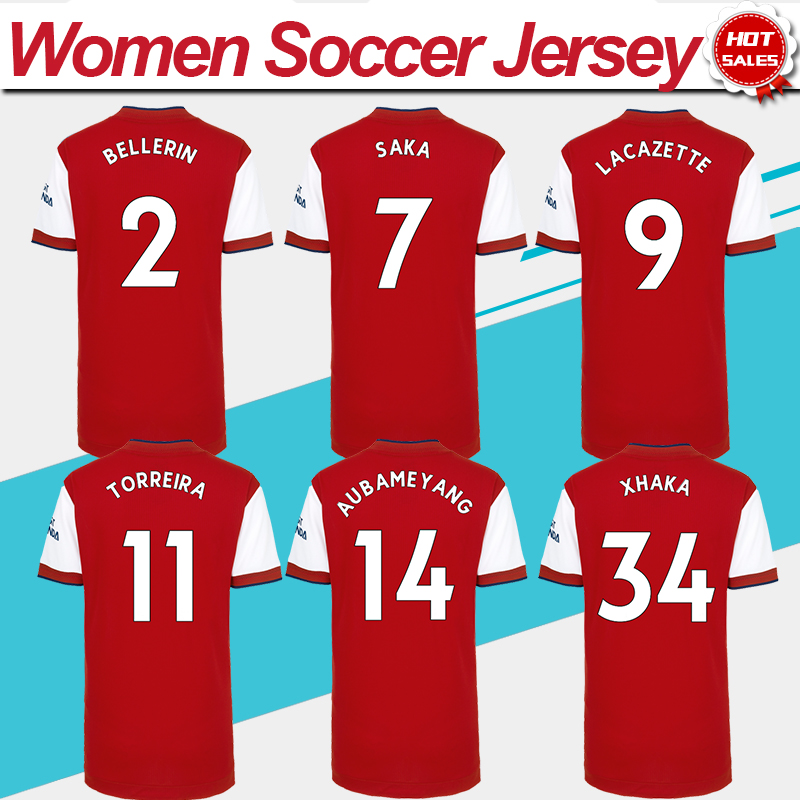 

Gunner soccer jersey women 21/22 #SAKA Female Home red Soccer Shirt 2021/2022 Lady Football Uniform, Home jersey