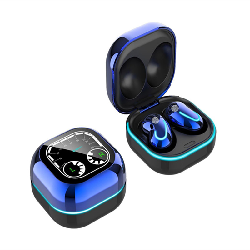 

Sport S6 TWS Bluetooth Earphone Music Headset Waterproof Earpiece Breathing LED Light Display Earbuds For Android IOS Wireless Cell phone Earphones with Retail Box, Blue